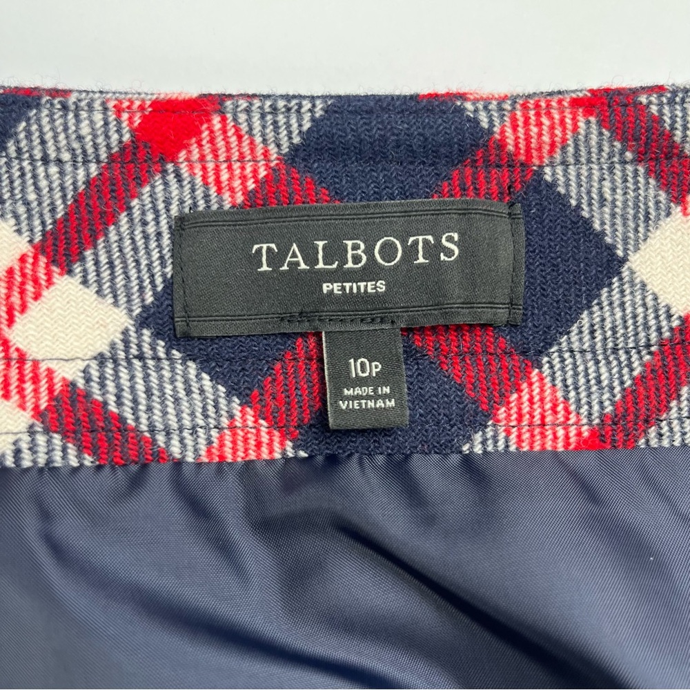 Talbots Red Navy Plaid Wool Blend Skirt – Size‎ 10P - Picture 4 of 6